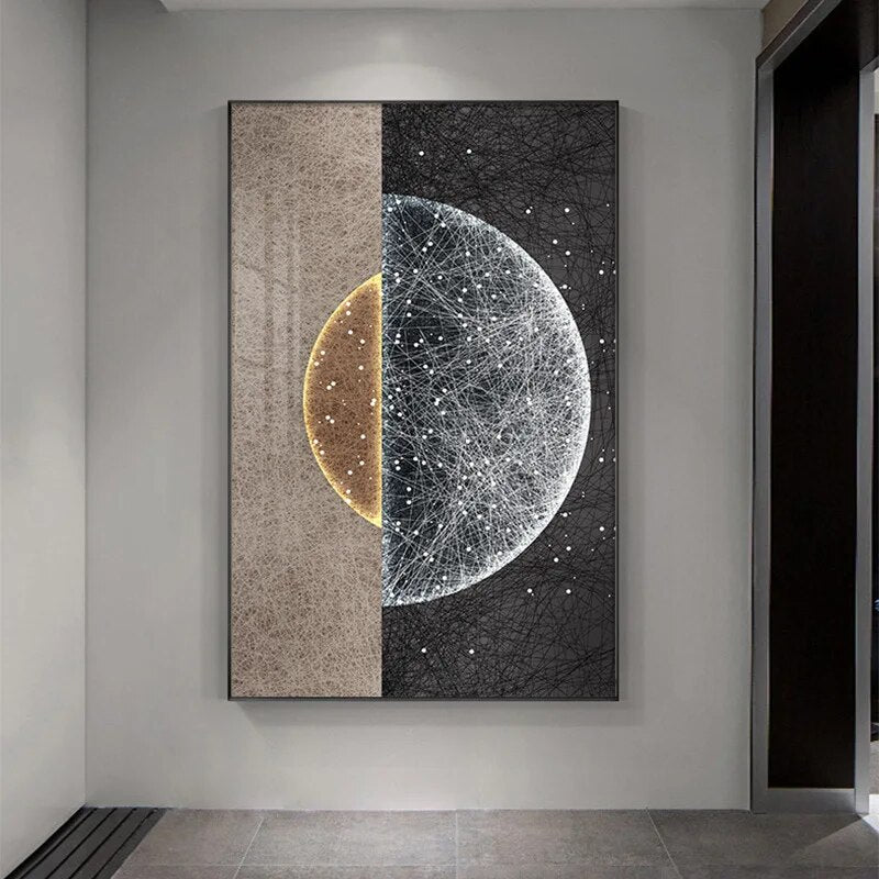 Modern Aesthetics Sun & Moon Wall Art Fine Art Canvas Prints Abstract Minimalist Pictures For Luxury Apartment Living Room Boutique Hotel Decor