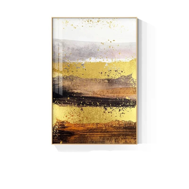 Abstract Nordic Landscape Wall Art Fine Art Canvas Prints Golden Rustic Hues Pictures For Modern Apartment Living Room Contemporary Home Decor