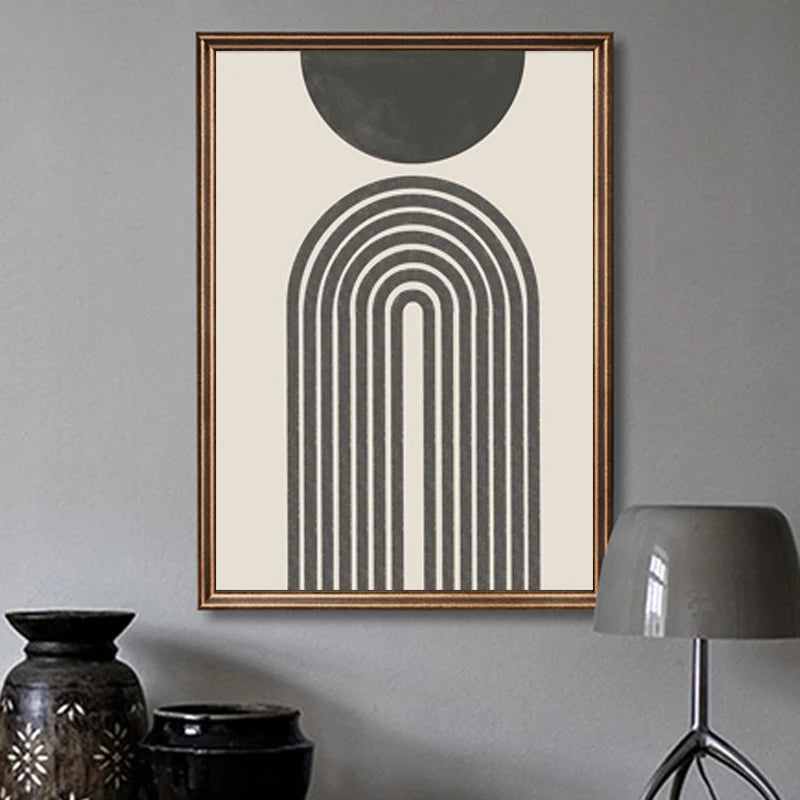 Sun Sea Circles Minimalist Line Art Black White Wall Art Fine Art Canvas Prints Pictures For Modern Living Room Bedroom Home Decor
