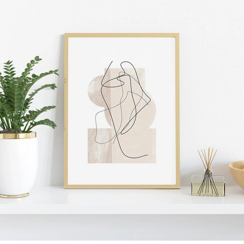 Shades Of Beige Abstract Line Art Wall Art Fine Art Canvas Prints Minimalist Pictures For Modern Apartment Living Room Art For Contemporary Interiors