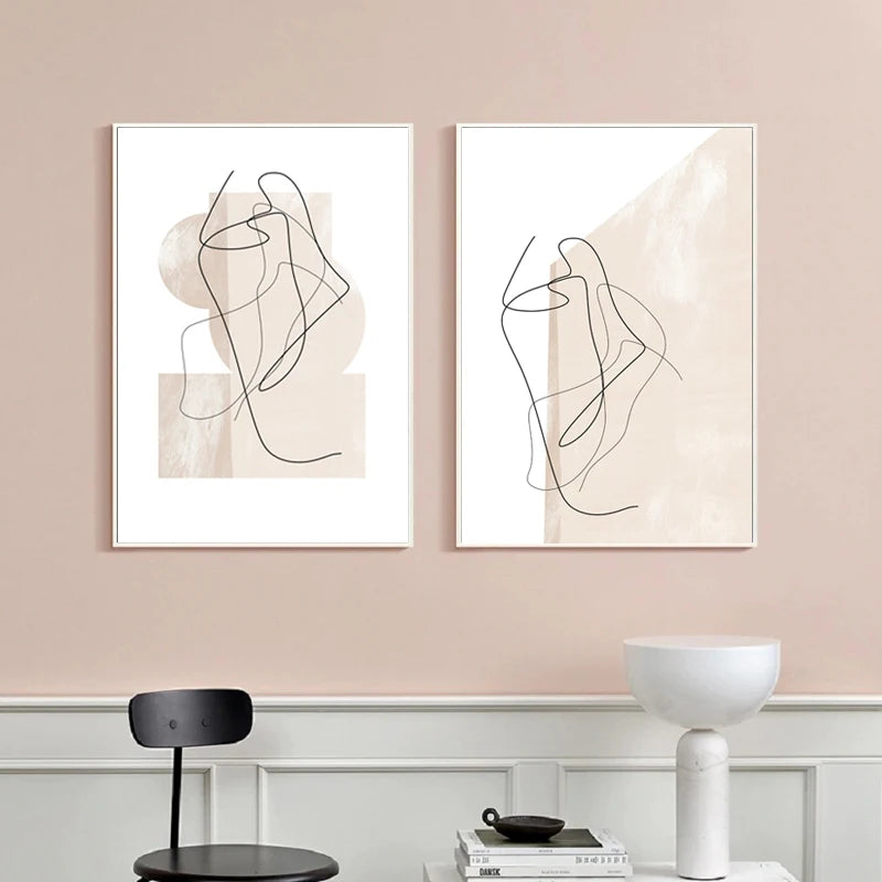 Shades Of Beige Abstract Line Art Wall Art Fine Art Canvas Prints Minimalist Pictures For Modern Apartment Living Room Art For Contemporary Interiors 2025