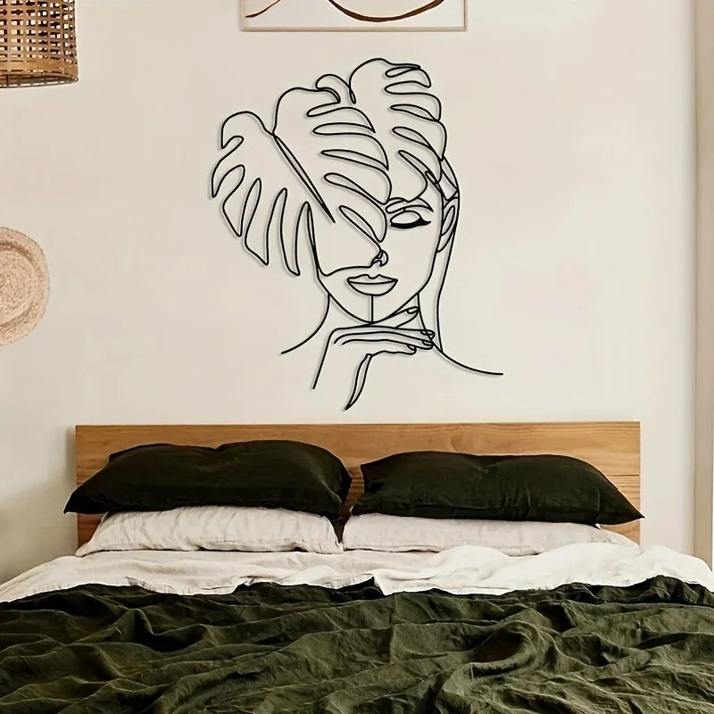 Simple Beauty Leaf Line Art Metal Wall Art 3d Iron Crafted Wall Decoration For Living Room Dining Room Creative Nordic Home Decor