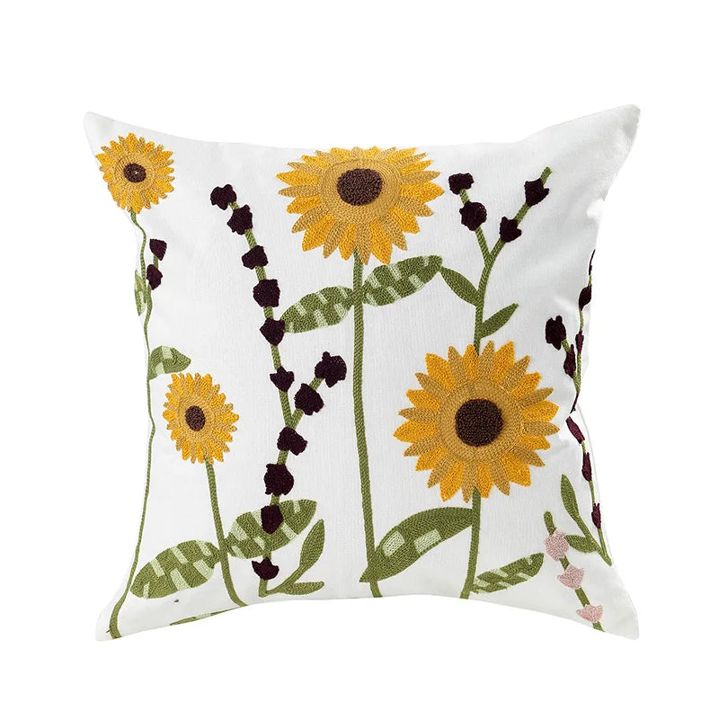 Simple Floral Colorful Nordic Cushion Covers 45x45cm Knitted Jacquard Linen Pillow Slips For Living Room Sofa Throw Cushions Contemporary Scandinavian Home Decor