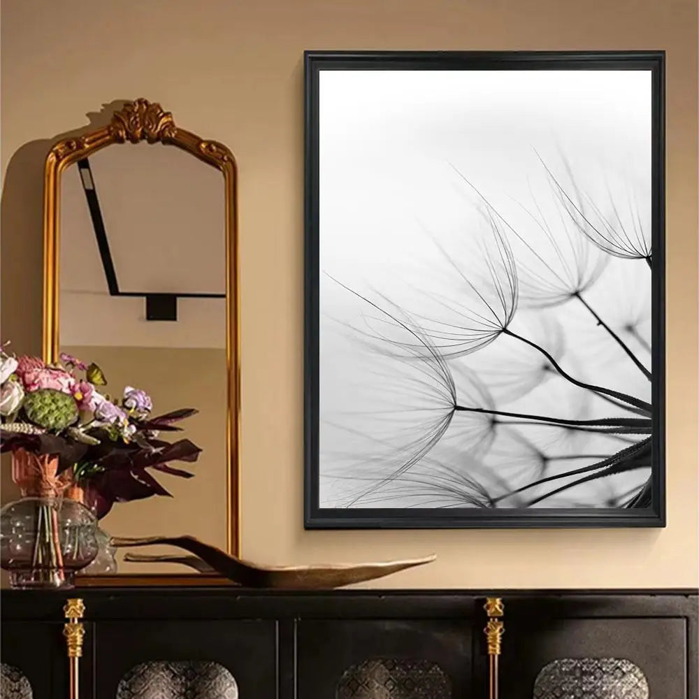 Simple Lifestyle Floral Wall Art Black White Fine Art Canvas Prints Posters Minimalist Pictures For Modern Living Room Decor