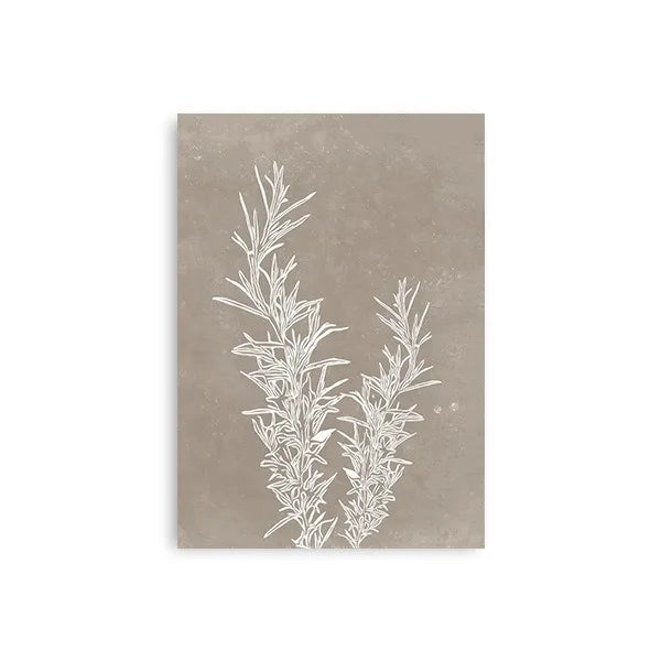 Notebook with white plant illustration on a beige cover