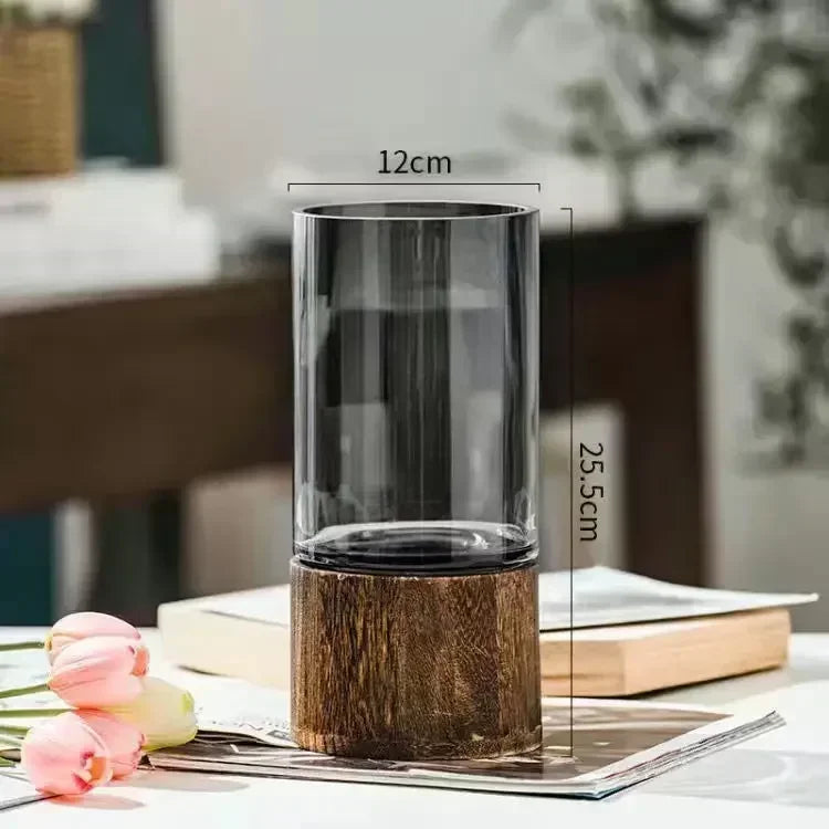 Simple Nordic Vases Minimalist Glass & Wood Decor for Modern Homes Perfect for Fresh Flowers Dried Botanicals and Stylish Arrangements