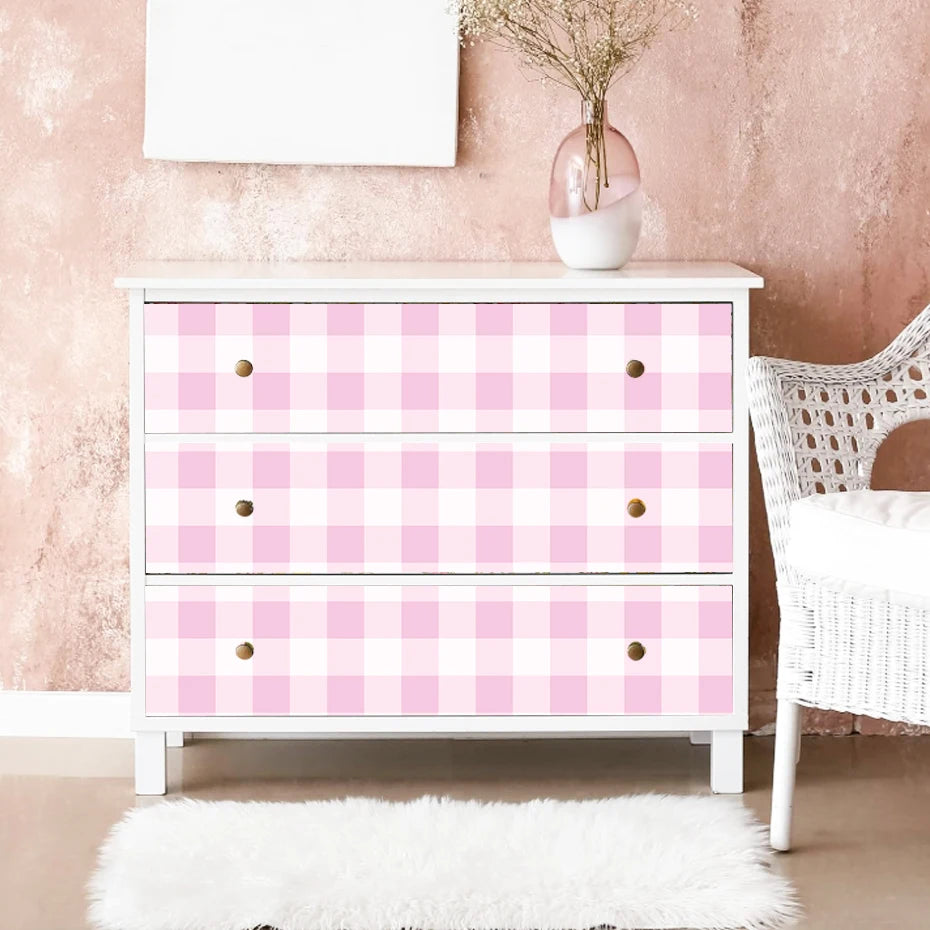 Soft Pastel Colored Plaid Vinyl Wall Mural – Peel & Stick Vinyl Decal Wallpaper for Kids’ Room, Bedroom & Creative DIY Cabinet Decor