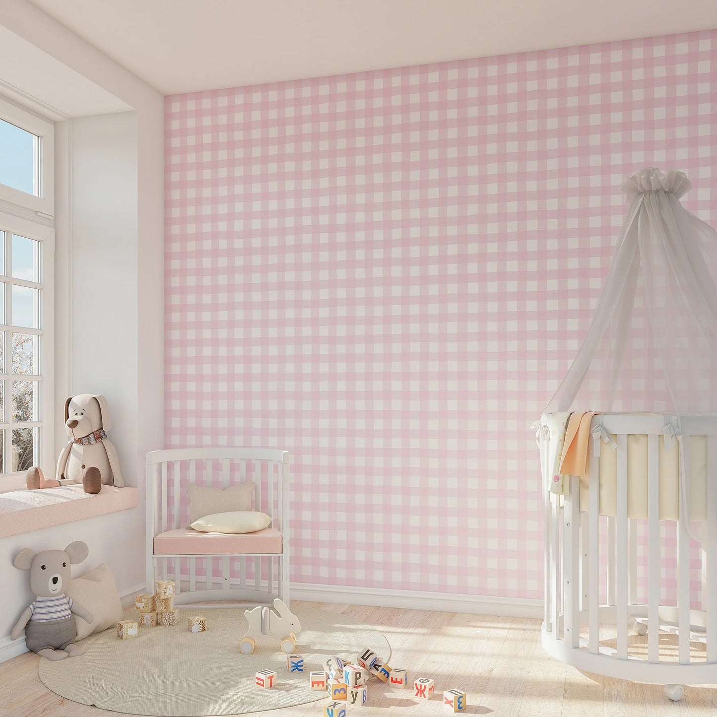 Soft Pastel Colored Plaid Vinyl Wall Mural – Peel & Stick Vinyl Decal Wallpaper for Kids’ Room, Bedroom & Creative DIY Cabinet Decor