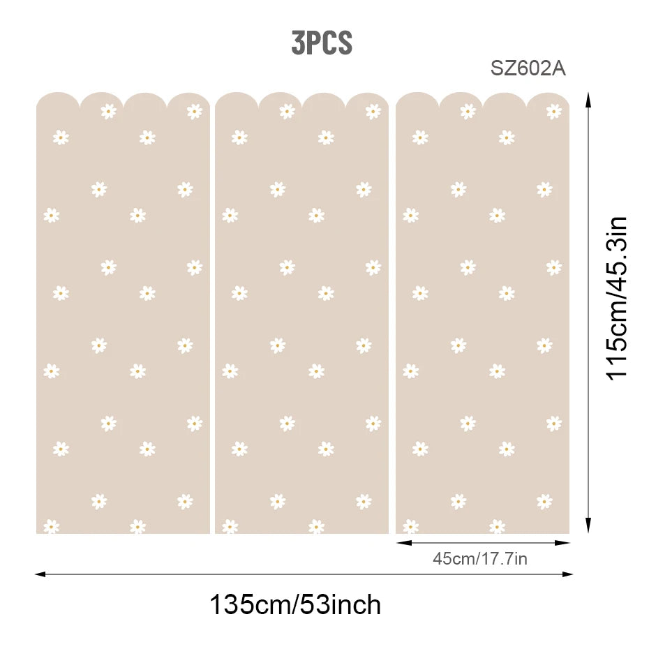Soft Pastel Daisy Bloom Scalloped Wall Mural Wallpaper – Peel & Stick Floral Wall Decals for Nursery, Kids Room, or Girls Bedroom, Creative DIY Home Decor