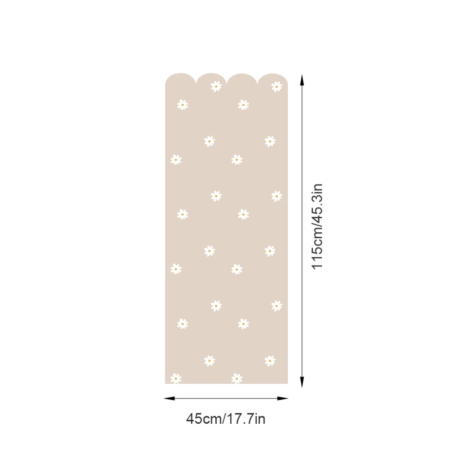 Soft Pastel Daisy Bloom Scalloped Wall Mural Wallpaper – Peel & Stick Floral Wall Decals for Nursery, Kids Room, or Girls Bedroom, Creative DIY Home Decor
