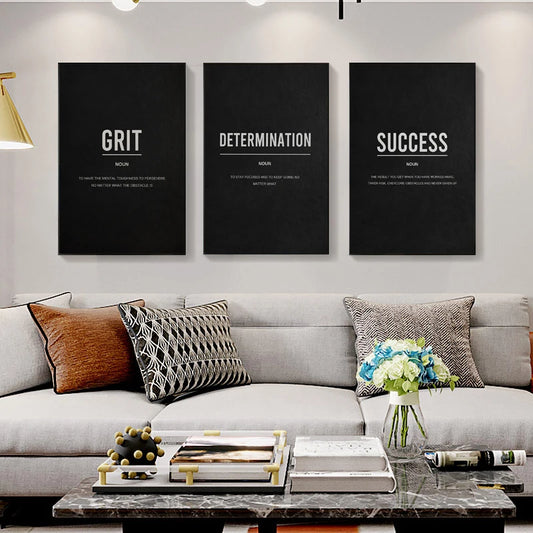 Success Definition Posters Black and White Wall Art Fine Art Canvas Prints Motivational Daily Mantra Pictures For Living Room Bedroom Study Room Wall Decor
