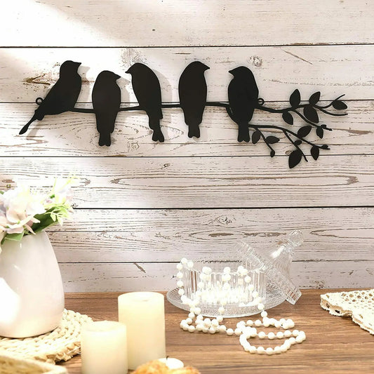 This Birds Silhouette Metal Wall Art 3D features iron-crafted birds on a branch, making it a beautiful and unique wall decoration for any room. Its 3D design adds depth and dimension to your living room, conservatory, children's playroom, porch, or patio. Elevate your space with this one-of-a-kind art decor.