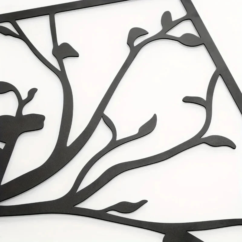 Tree Of Life Iron Art Wall Art 3D Metal Sculptured Birds On Branches Wall Decoration For Living Room Dining Room Creative Contemporary Nordic Home Decor - Set of 3Pcs