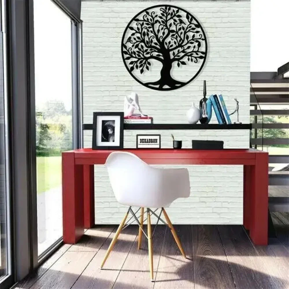 Tree Of Life Silhouette Black Metal Wall Plaque 3d Iron Crafted Wall Decoration For Living Room Dining Room Creative Nordic Home Decor