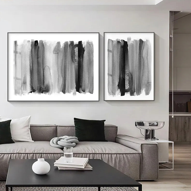 Urban Shades Of Grey Black White Abstract Wall Art Fine Art Canvas Prints Pictures For Modern Apartment Living Room Home Office Decor