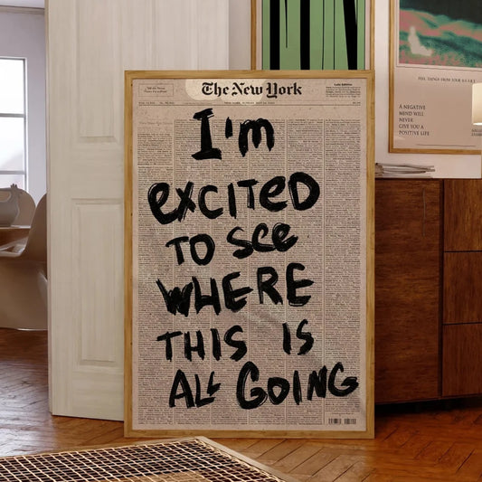 Vintage Newspaper Quotes Typographic Wall Art Fine Art Canvas Print Retro Pictures For Living Room Dining Room Cafe Diner Art Decor