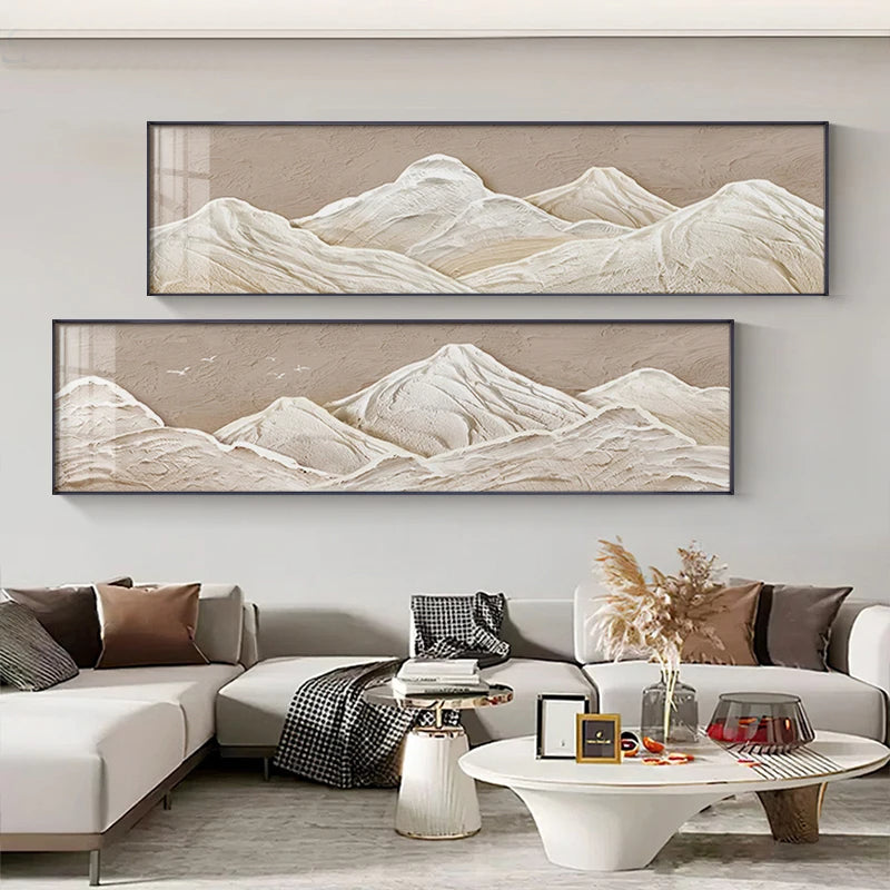 White Mountain Wide Format Abstract Wall Art Fine Art Canvas Prints For Bedroom Pictures For Above The Bed Art For Above The Sofa