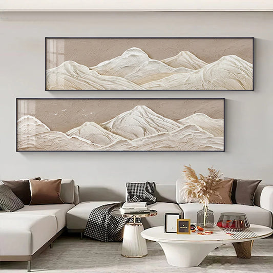 White Mountain Wide Format Abstract Wall Art Fine Art Canvas Prints For Bedroom Pictures For Above The Bed Art For Above The Sofa