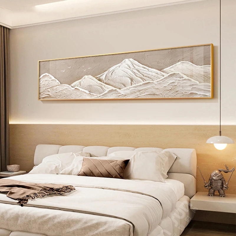 White Mountain Wide Format Abstract Wall Art Fine Art Canvas Prints For Bedroom Pictures For Above The Bed Art For Above The Sofa