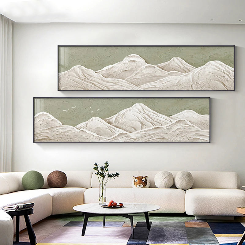 White Mountain Wide Format Abstract Wall Art Fine Art Canvas Prints For Bedroom Pictures For Above The Bed Art For Above The Sofa