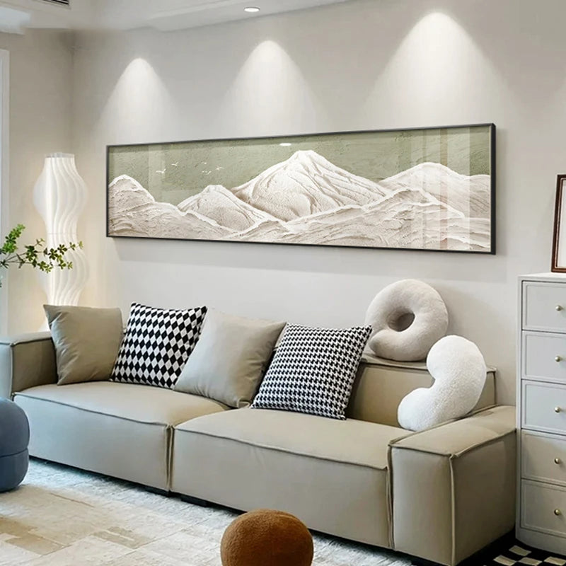 White Mountain Wide Format Abstract Wall Art Fine Art Canvas Prints For Bedroom Pictures For Above The Bed Art For Above The Sofa