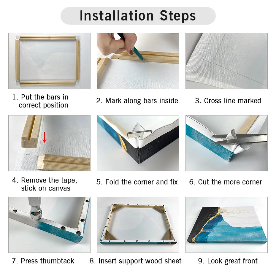 Wood Frame For Canvas Prints - Custom Sizes 30x40 50x70 DIY Canvas Framing Kit Wooden Frame Stretcher Bars For Gallery Mount Framing Canvas Prints