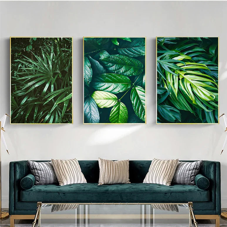 Green Plants print canvas, Foliage wall art, Green Leaves canvas, Leaves home decor, Green wall decor, Leaves outlet painting on canvas