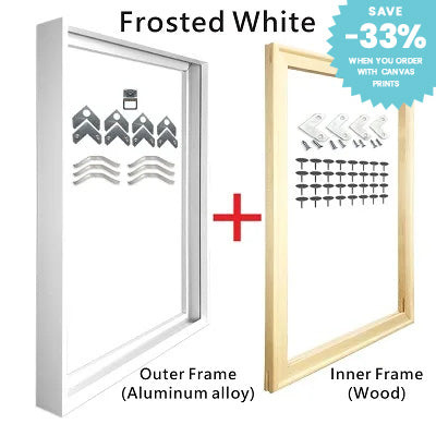 Metal Picture Frame Brushed Gold Silver Black 50x70, 60x90, 70x100cm etc, For Framing Canvas Prints - Brushed Gold, Purple Gold, Titanium Gold, Brushed Black, Brushed Silver, Aluminium Frame Kits Complete With Wooden Inner Frame
