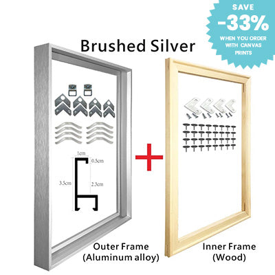 Small Sizes Metal Picture Frame Brushed Gold Silver Black 20x30 30x40, 40x50cm etc For Framing Canvas Prints - Purple Gold, Titanium Gold, Aluminum Frame Kits Complete With Wooden Inner Frame