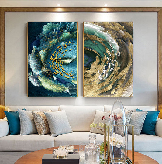 Abstract Aurora Aquatic Marine Wall Art Fine Art Canvas Prints Modern Contemporary Pictures For Office Interior Wall Art Luxury Living Room Home Decor