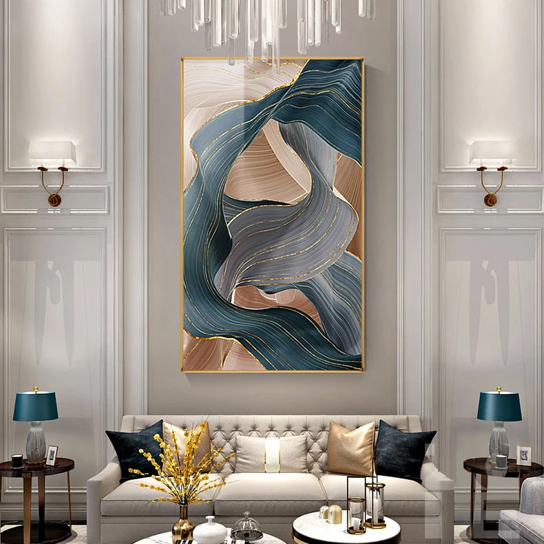 Abstract Flowing Biomorphic Ribbon Modern Wall Art Fine Art Canvas Prints Warm Hue Pictures For Living Room Bedroom Dining Room Contemporary Decor