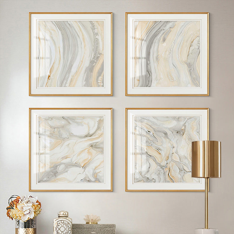 Abstract Minimalist Grey Beige Marble Print Wall Art Fine Art Canvas Prints Square Format Pictures For Modern Living Room Dining Bedroom Art Decor
