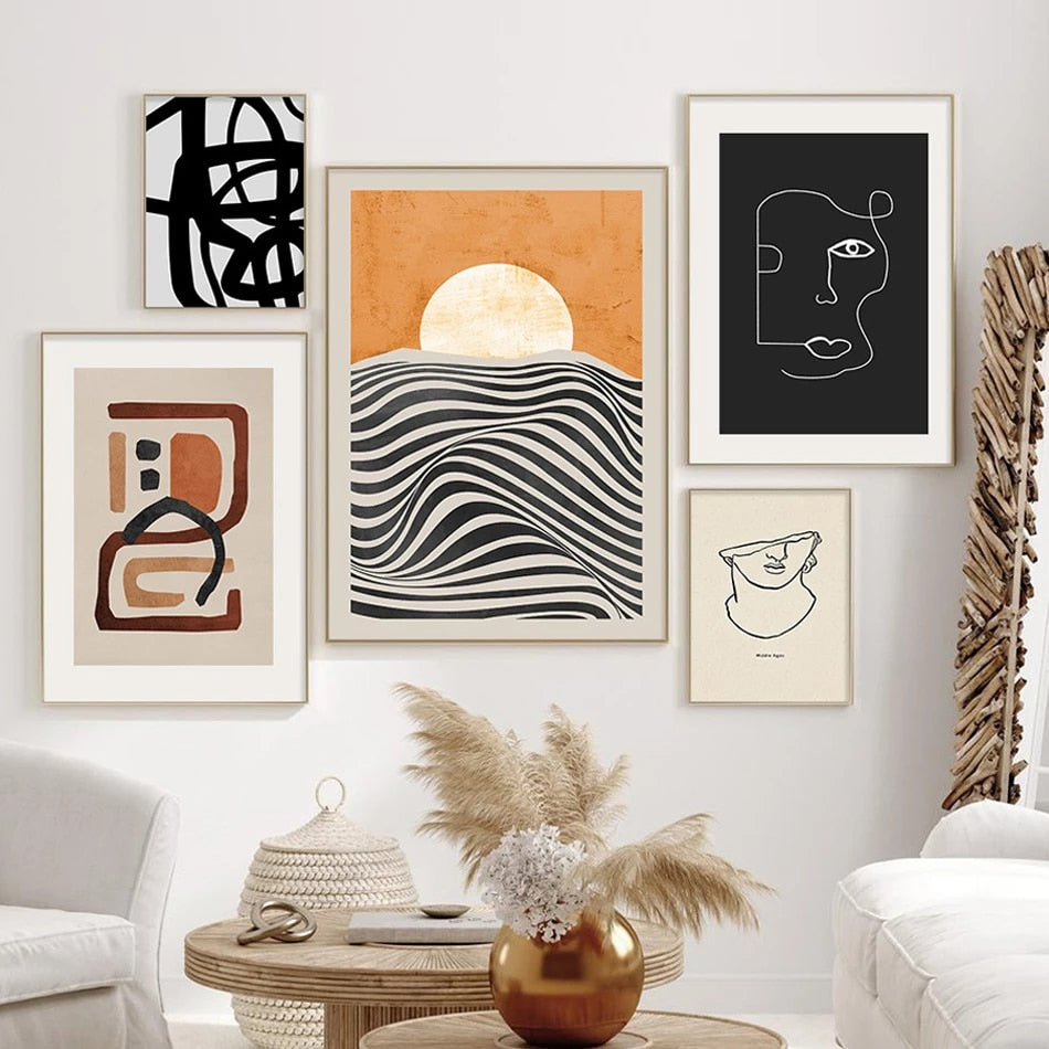 Abstract Vintage Vogue Gallery Wall Art Fine Art Canvas Prints Stylish Minimalist Pictures For Living Room Dining Room Home Office Interior Decor