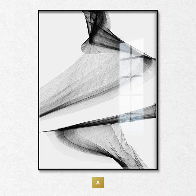 Set of 3Pcs Minimalist Abstract Black & White Geometric Wall Art Fine Art Canvas Prints Modern Pictures For Living Room Home Office Decor