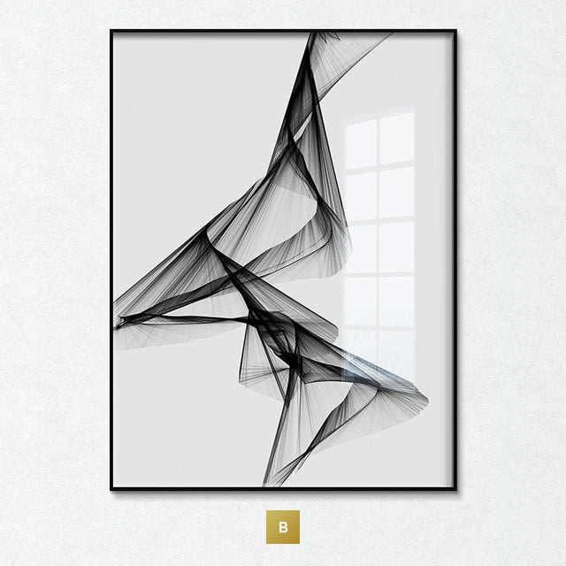 Set of 3Pcs Minimalist Abstract Black & White Geometric Wall Art Fine Art Canvas Prints Modern Pictures For Living Room Home Office Decor