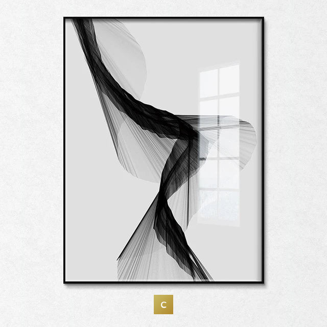 Set of 3Pcs Minimalist Abstract Black & White Geometric Wall Art Fine Art Canvas Prints Modern Pictures For Living Room Home Office Decor