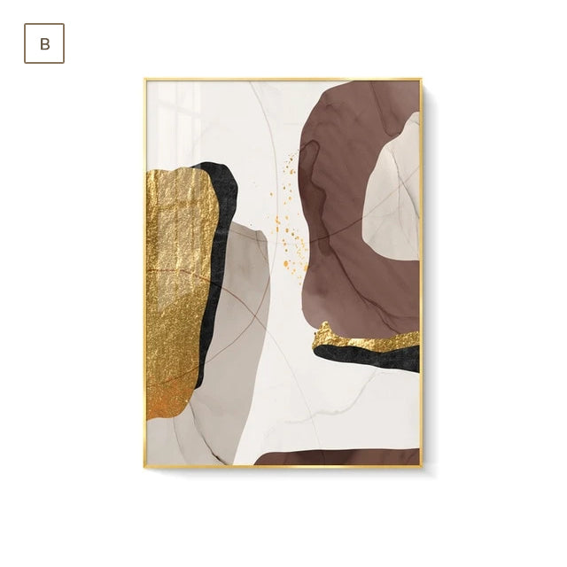 Abstract Elements Earthy Hues Wall Art Fine Art Canvas Prints Subtle Brown Beige Natural Golden Nordic Lifestyle Posters Luxury Loft Apartment Wall Art Decor