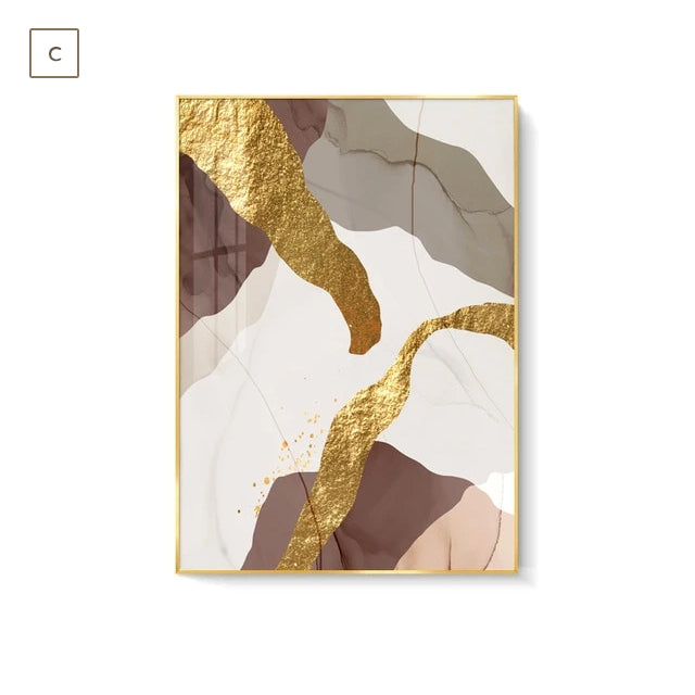 Abstract Elements Earthy Hues Wall Art Fine Art Canvas Prints Subtle Brown Beige Natural Golden Nordic Lifestyle Posters Luxury Loft Apartment Wall Art Decor