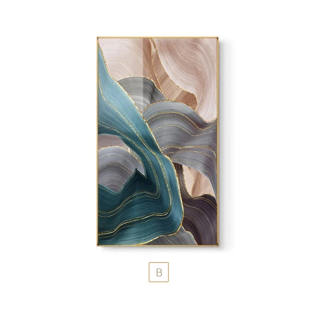 Abstract Flowing Biomorphic Ribbon Modern Wall Art Fine Art Canvas Prints Warm Hue Pictures For Living Room Bedroom Dining Room Contemporary Decor