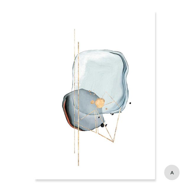 Abstract Minimalist Shades Of Blue Biomorphic Wall Art Fine Art Canvas Prints Modern Pictures For Modern Apartment Living Room Nordic Home Styling