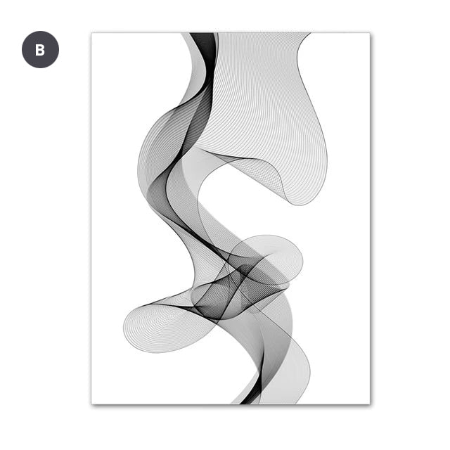 Abstract Vapor Trails Black And White Minimalist Wall Art Fine Art Canvas Prints Modern Pictures For Living Room Bedroom Home Office Interior Decor