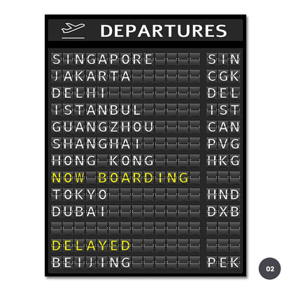 Airport Destination Departures Board Wall Art Fine Art Canvas Prints Modern Travel Posters For Living Room Bedroom Home Office Wall Decoration