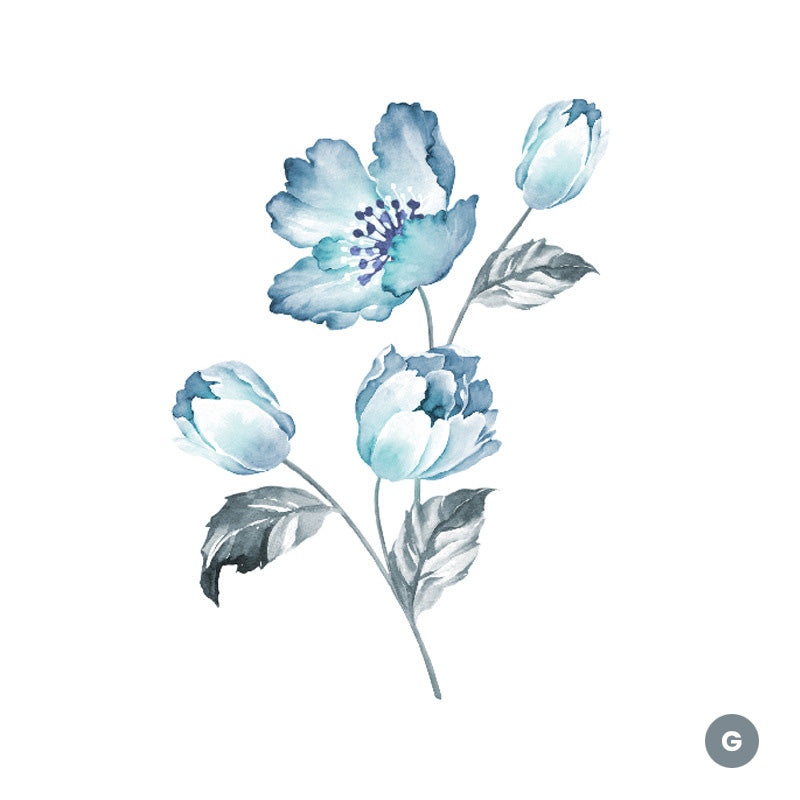 Big Blue Floral Butterflies Vinyl Wall Decal Removable PVC Wall Sticker Mural For Living Room Bedroom Kitchen Wall Decor Creative Home DIY Wall Decoration