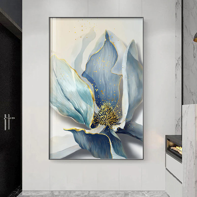 Big Floral Modern Abstract Wall Art Fine Art Canvas Prints Blue Jade Orange Yellow Flowers Pictures For Luxury Living Room Nordic Botanical Art Decor