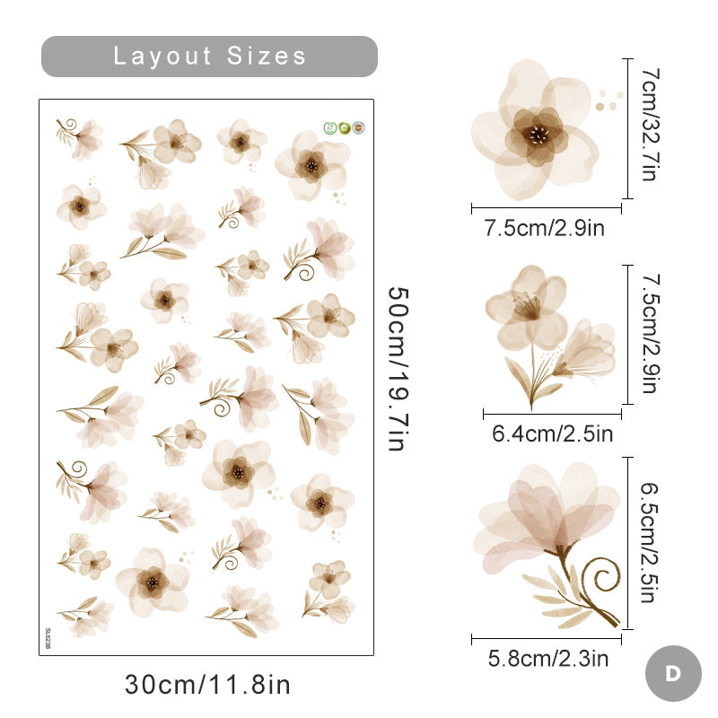 Bohemian Flowers & Butterflies Wall Decals Removable PVC Vinyl Wall Stickers For Decorating Living Room Bedroom Wall Creative DIY Home Decor