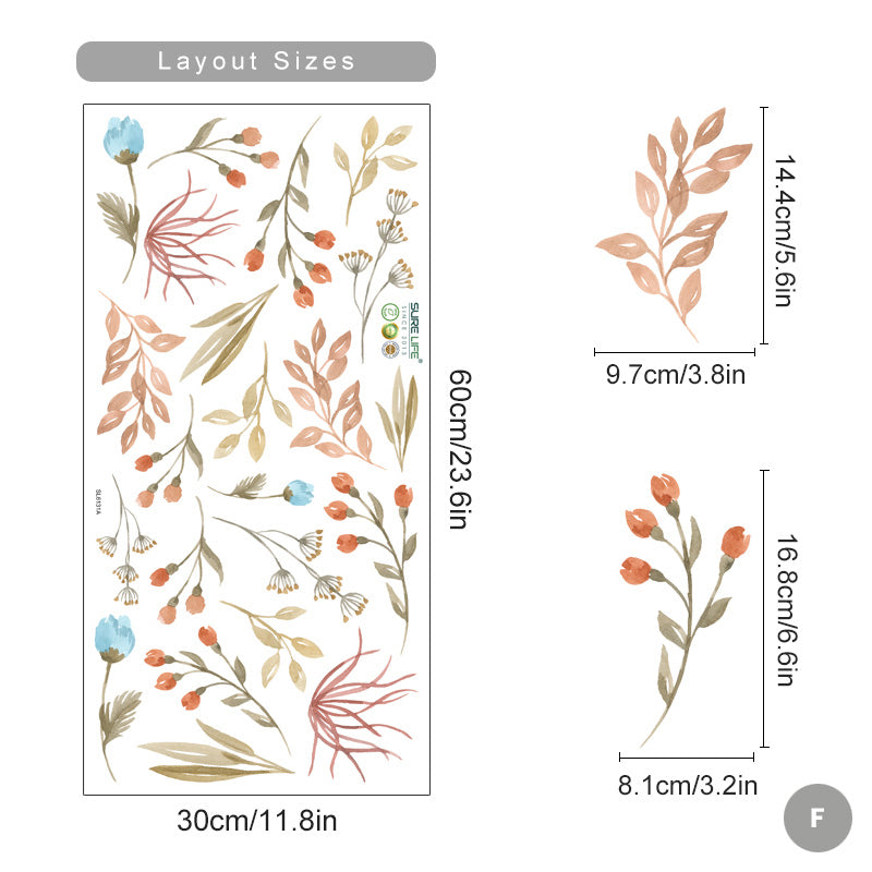 Bohemian Flowers & Butterflies Wall Decals Removable PVC Vinyl Wall Stickers For Decorating Living Room Bedroom Wall Creative DIY Home Decor