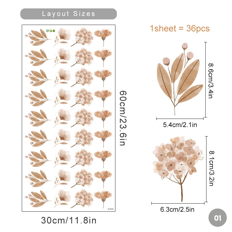 Bohemian Flowers & Butterflies Wall Decals Removable PVC Vinyl Wall Stickers For Decorating Living Room Bedroom Wall Simple DIY Home Decor