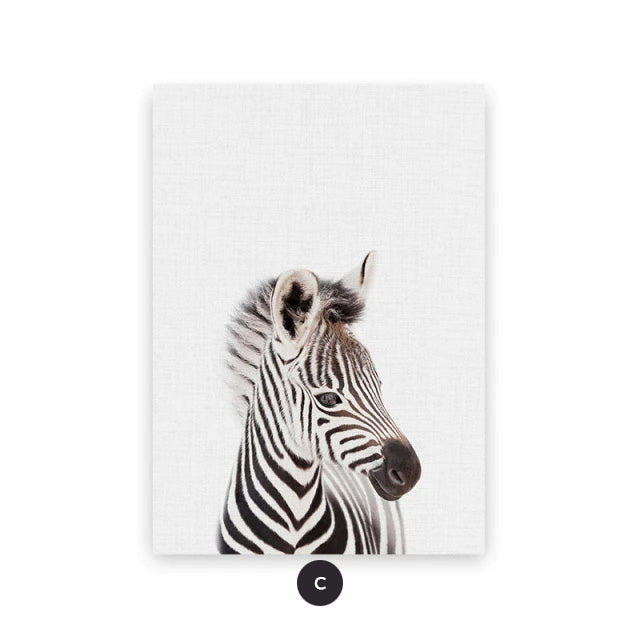 Cute Baby Animal Portraits Wall Art Posters For Kid's Bedroom Fine Art Canvas Prints Elephant Giraffe Lion Cub Pictures For Nordic Nursery Wall Decor