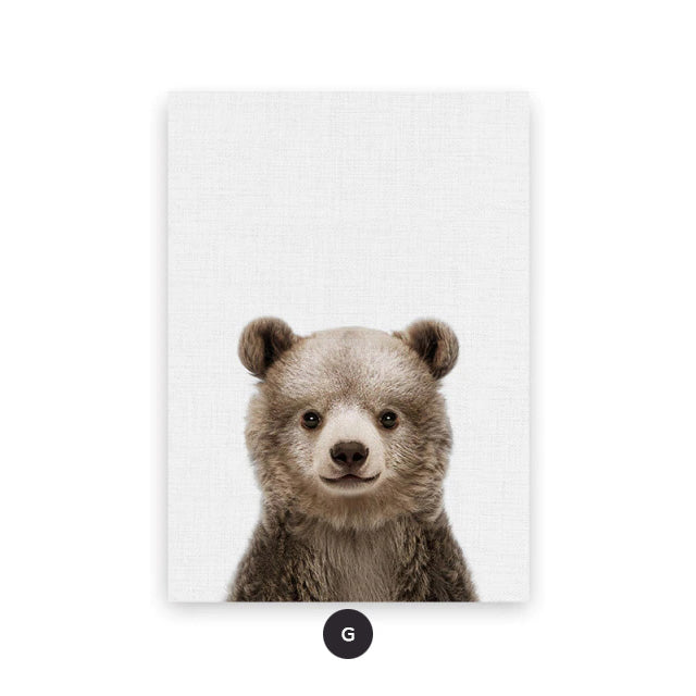 Cute Baby Animal Portraits Wall Art Posters For Kid's Bedroom Fine Art Canvas Prints Elephant Giraffe Lion Cub Pictures For Nordic Nursery Wall Decor