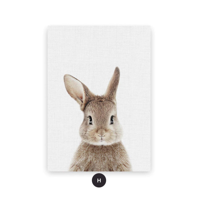 Cute Baby Animal Portraits Wall Art Posters For Kid's Bedroom Fine Art Canvas Prints Elephant Giraffe Lion Cub Pictures For Nordic Nursery Wall Decor